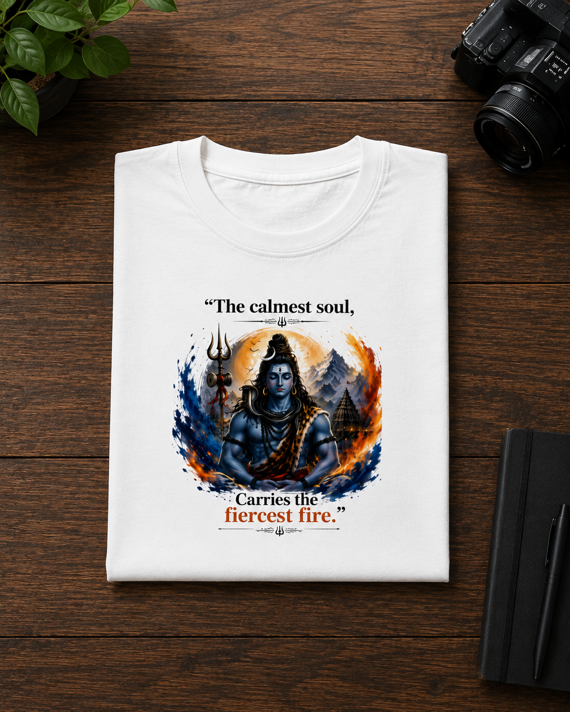 Lord Shiva "The Calmest Soul Carries the Fiercest Fire" Classic Cotton T-Shirt | Unisex Regular Fit