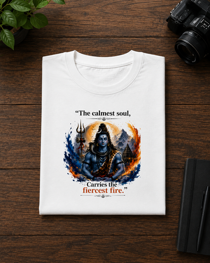 Lord Shiva "The Calmest Soul Carries the Fiercest Fire" Classic Cotton T-Shirt | Unisex Regular Fit