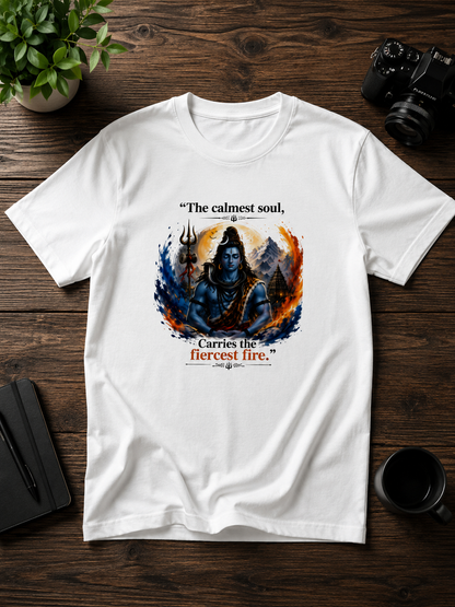 Lord Shiva "The Calmest Soul Carries the Fiercest Fire" Classic Cotton T-Shirt | Unisex Regular Fit