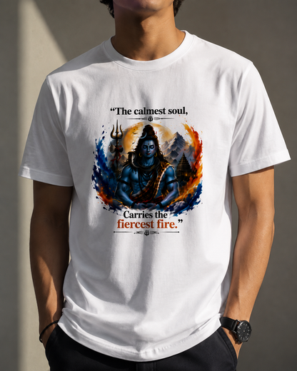 Lord Shiva "The Calmest Soul Carries the Fiercest Fire" Classic Cotton T-Shirt | Unisex Regular Fit