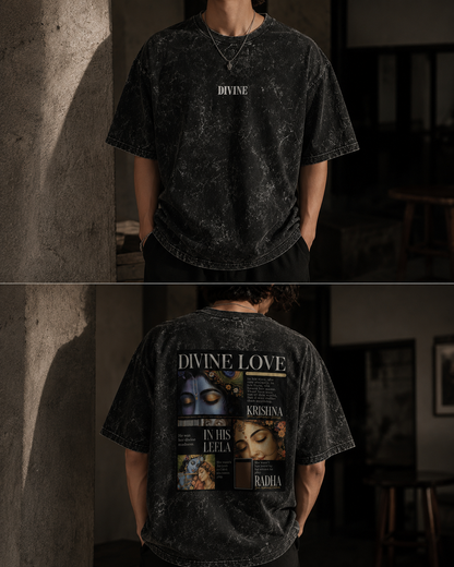 Divine Love – Radha Krishna Oversized Graphic T-Shirt | Spiritual Streetwear | Unisex Cotton Tee