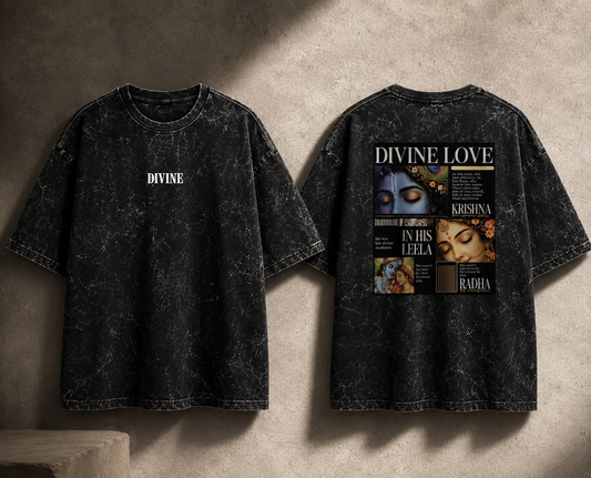 Divine Love – Radha Krishna Oversized Graphic T-Shirt | Spiritual Streetwear | Unisex Cotton Tee