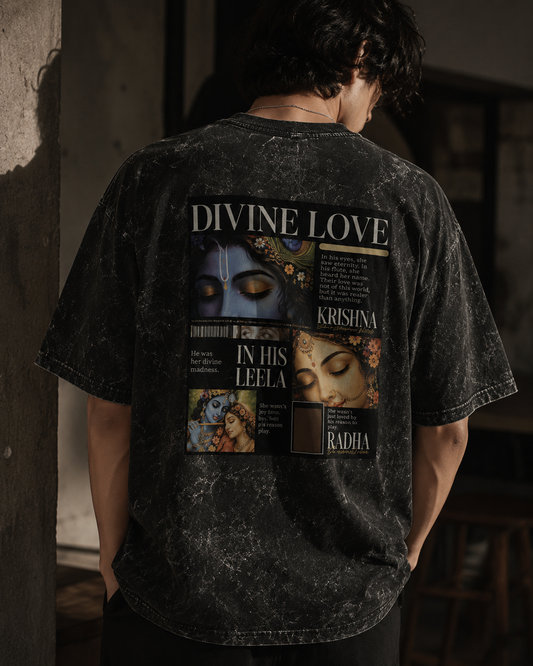 Divine Love – Radha Krishna Oversized Graphic T-Shirt | Spiritual Streetwear | Unisex Cotton Tee