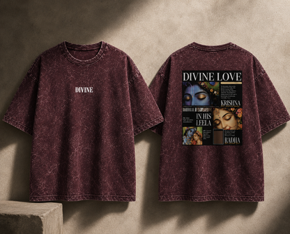 Divine Love – Radha Krishna Oversized Graphic T-Shirt | Spiritual Streetwear | Unisex Cotton Tee