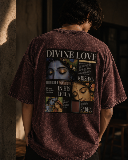 Divine Love – Radha Krishna Oversized Graphic T-Shirt | Spiritual Streetwear | Unisex Cotton Tee