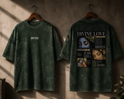 Divine Love – Radha Krishna Oversized Graphic T-Shirt | Spiritual Streetwear | Unisex Cotton Tee