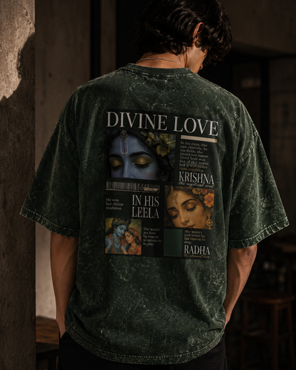 Divine Love – Radha Krishna Oversized Graphic T-Shirt | Spiritual Streetwear | Unisex Cotton Tee
